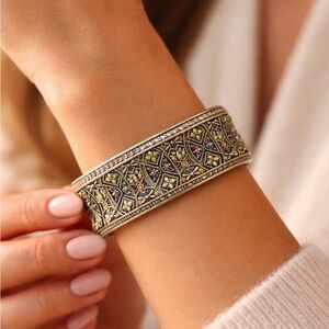 Heidi Daus Byzantine Beauty Crystal Statement Hinge Cuff Bangle Bracelet